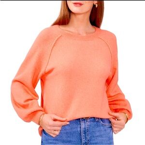 Vince Camuto Raglan Sleeve Pullover Crewneck Sweater Bright Orange NWT L